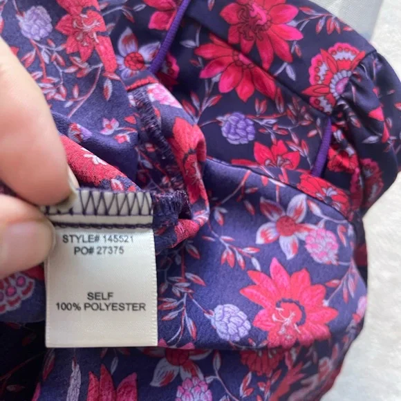 Skies Are Blue Curvy Floral Peasant Blouse Boho Split Neck Long Sleeve Top Sz 1X - Picture 7 of 7